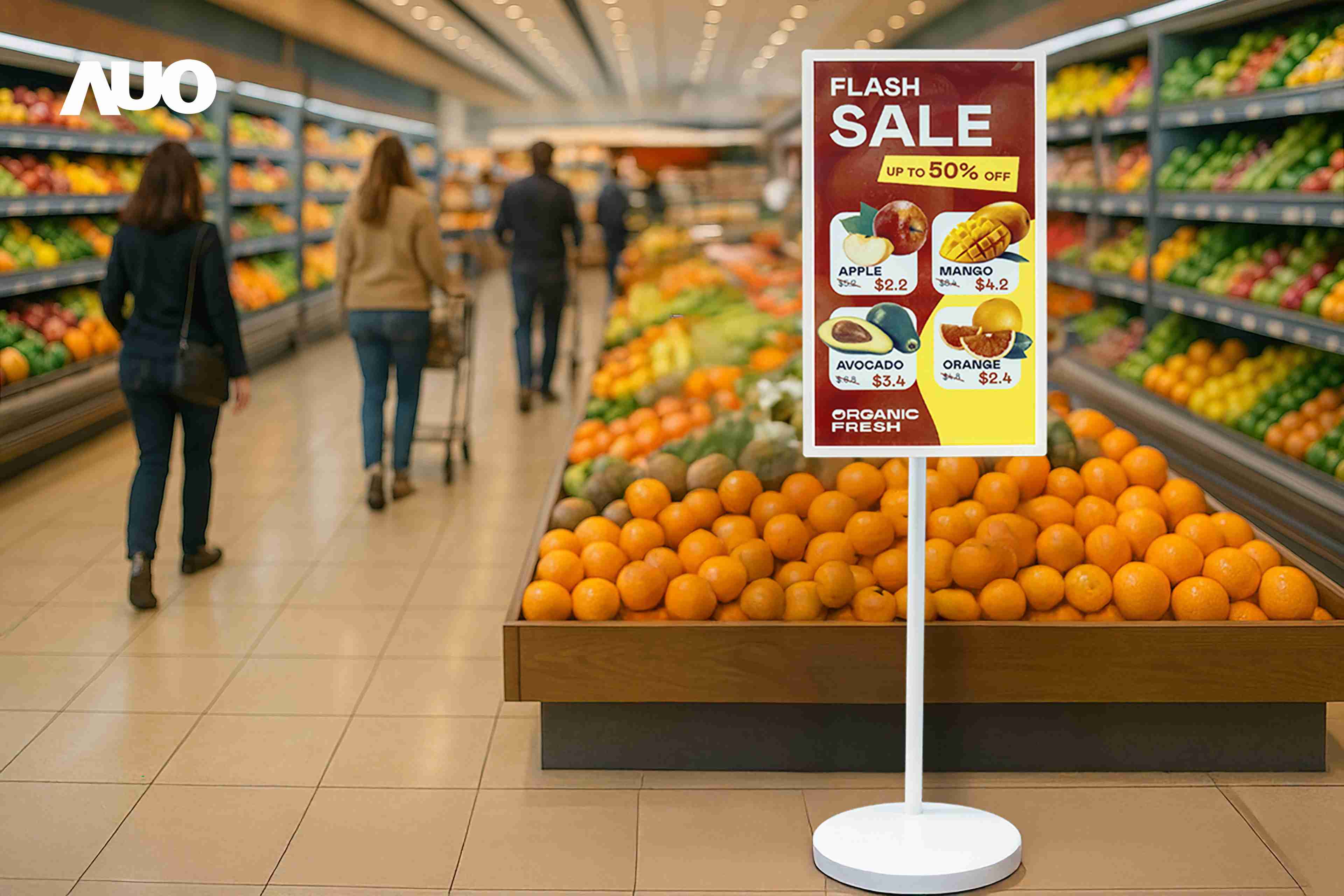 达擎首亮相低功耗、、、全彩的〝aecoPost电子纸解决方案〞，，仅在更新画面时需要微量的电力驱动，，，，无需布建电线的便捷设计，，使其可灵活应用、、、、随意置放，，，，并可透过云端或行动装置app，，轻松管理及排程广告内容，，晋升店头营销利器。。。